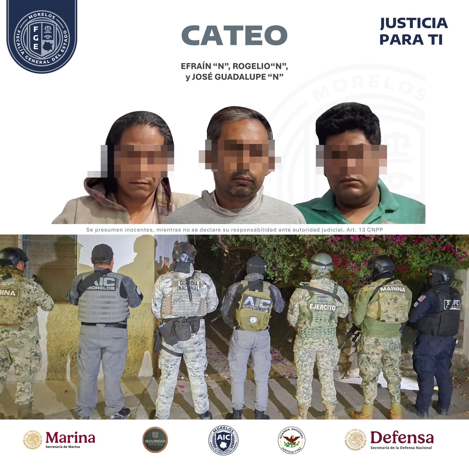 AIC EJECUTA CATEO EN YECAPIXTLA Y APREHENDE A TRES HOMBRES POR TENTATIVA DE HOMICIDIO