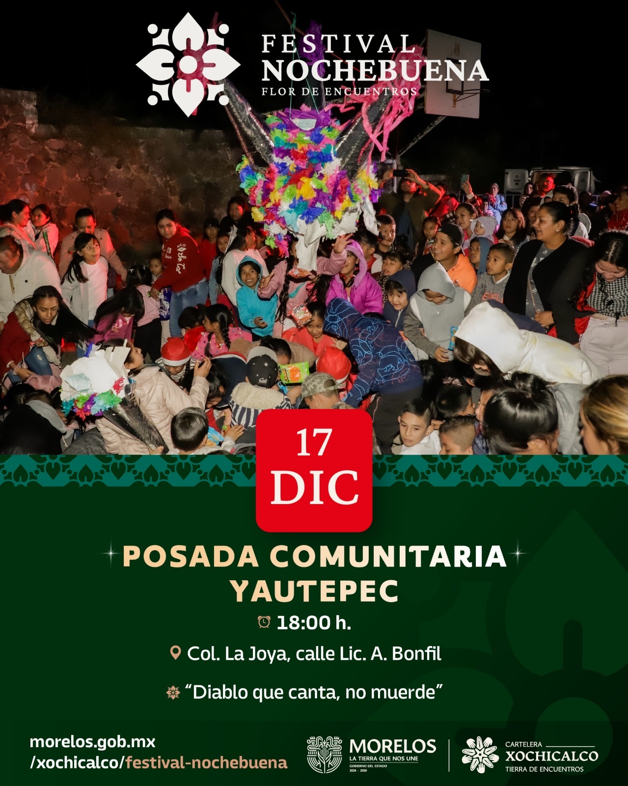 INVITA GOBIERNO DE MORELOS A POSADAS COMUNITARIAS EN MUNICIPIOS COMO PARTE DEL FESTIVAL NOCHEBUENA 2025