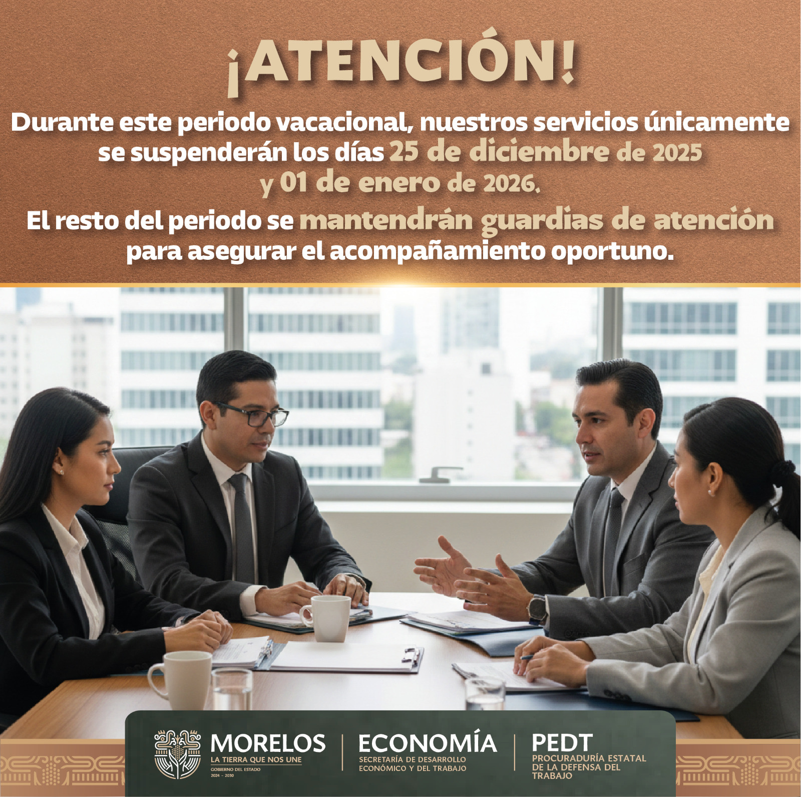 GARANTIZA PROCURADURÍA ESTATAL DE LA DEFENSA DEL TRABAJO ATENCIÓN DURANTE EL CIERRE DE AÑO 2025