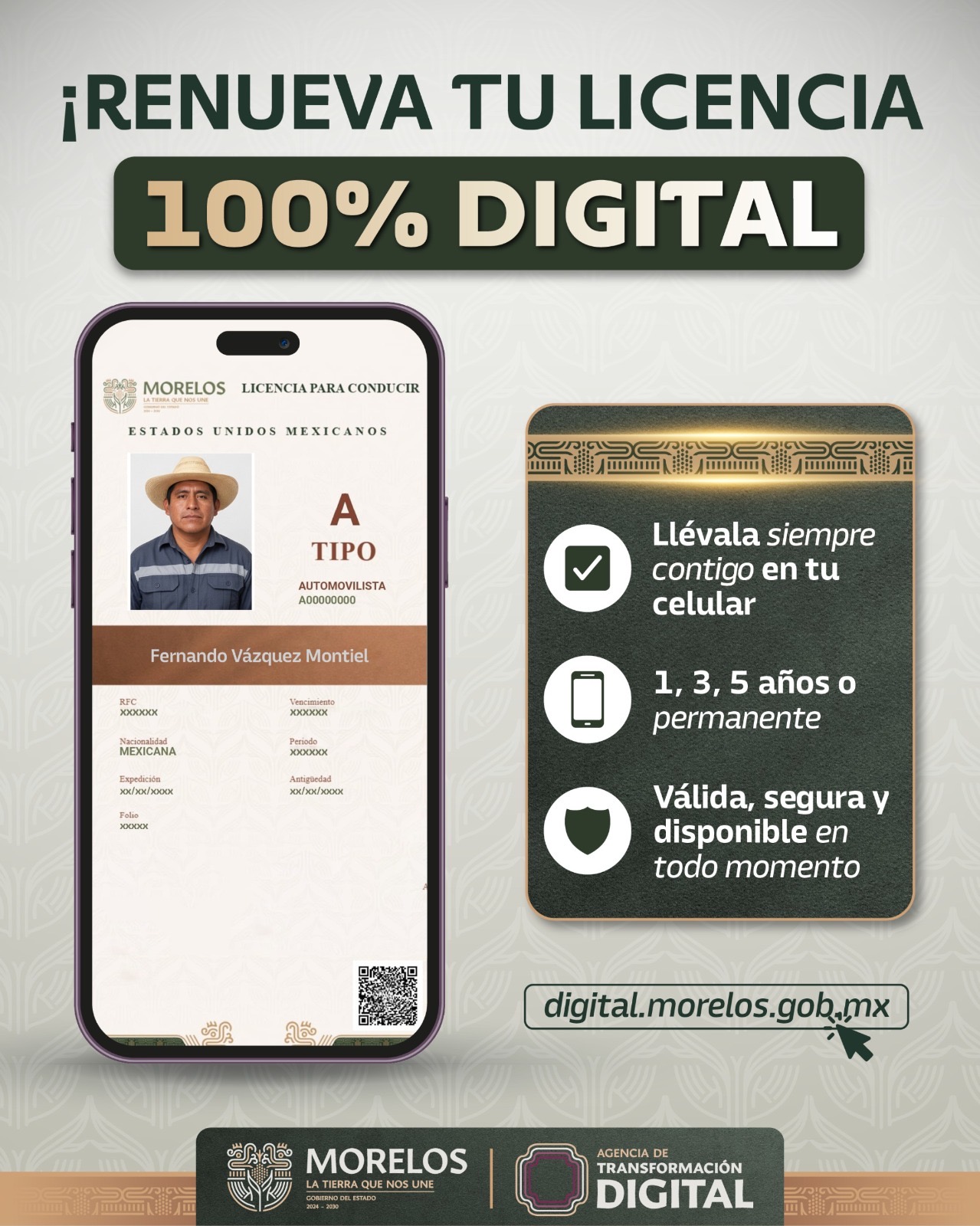 INVITA ATDEM A RENOVAR LA LICENCIA DE CONDUCIR EN LÍNEA DURANTE EL PERIODO VACACIONAL DECEMBRINO