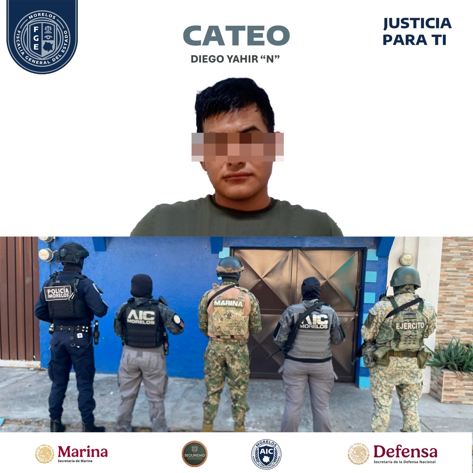 EJECUTAN ORDEN DE CATEO Y APREHENDEN A UN HOMBRE POR ROBO CALIFICADO EN EMILIANO ZAPATA