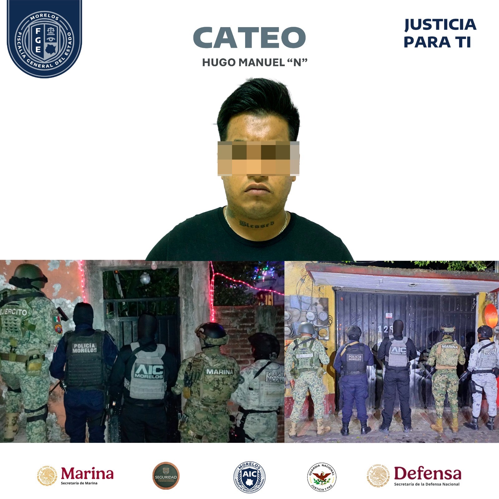 AIC EJECUTA CATEO EN CUERNAVACA Y APREHENDE A UN HOMBRE POR HOMICIDIO CALIFICADO