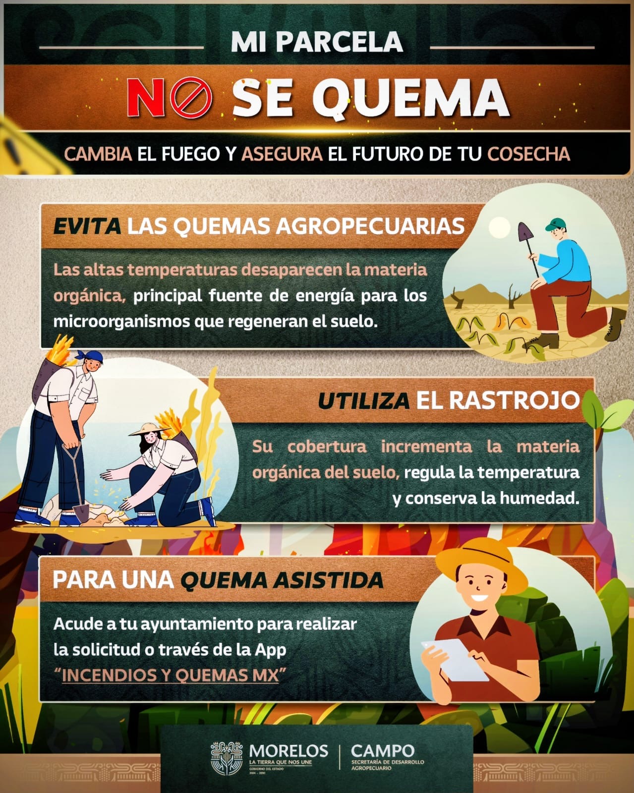 RECOMIENDA SEDAGRO EL APROVECHAMIENTO DEL RASTROJO Y EVITAR QUEMAS AGRÍCOLAS