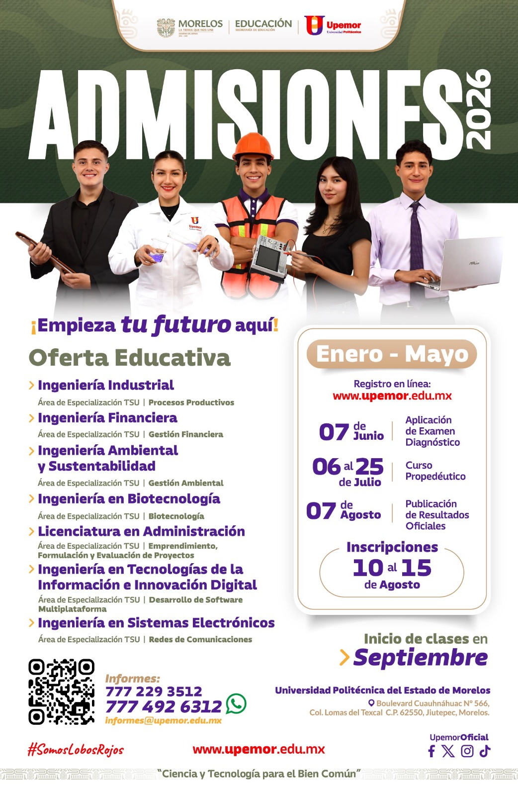 ABRE UPEMOR CONVOCATORIA DE NUEVO INGRESO 2026