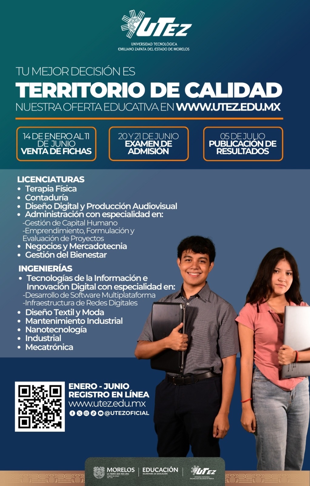 CUENTA UTEZ CON AMPLIA OFERTA EDUCATIVA PARA ESTUDIANTES DE NUEVO INGRESO