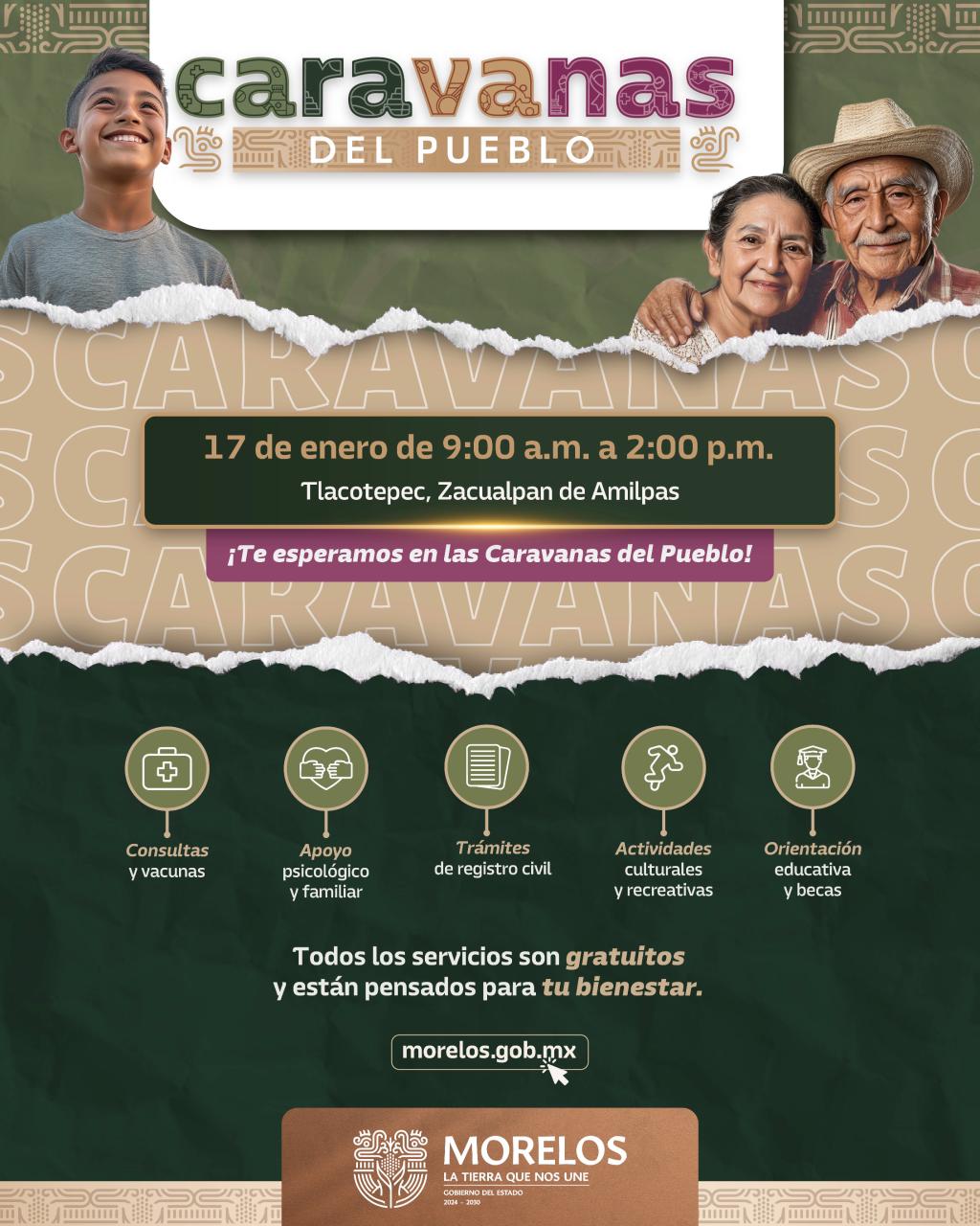 INICIA GOBIERNO DE MORELOS JORNADAS 2026 DE CARAVANAS DEL PUEBLO EN ZACUALPAN DE AMILPAS