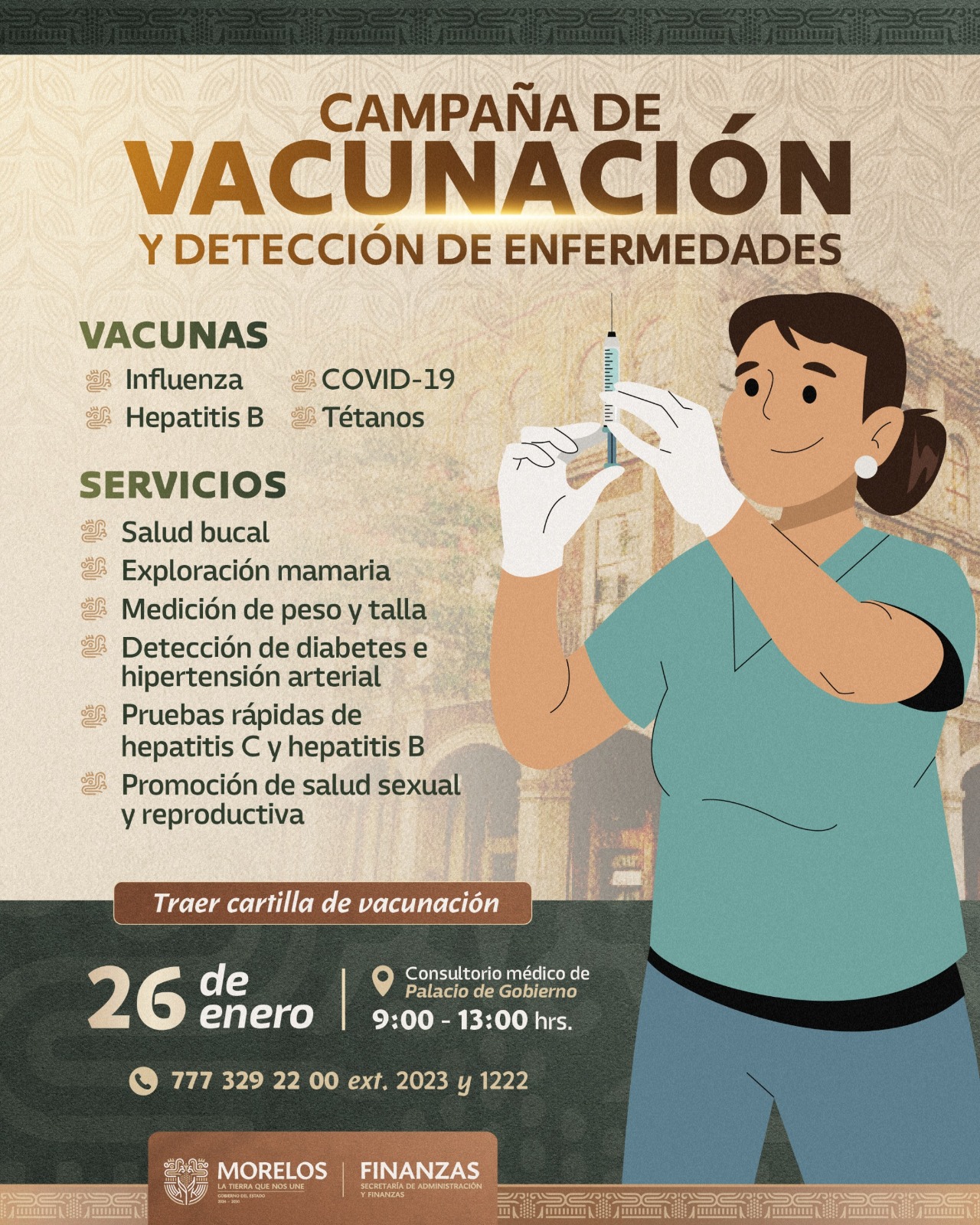 REALIZARÁ PODER EJECUTIVO JORNADA DE VACUNACIÓN Y DETECCIÓN DE ENFERMEDADES PARA PERSONAS SERVIDORAS PÚBLICAS