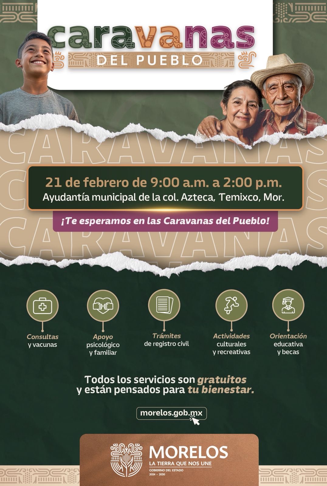 LLEGAN CARAVANAS DEL PUEBLO A TEMIXCO PARA ACERCAR SERVICIOS Y GARANTIZAR DERECHOS