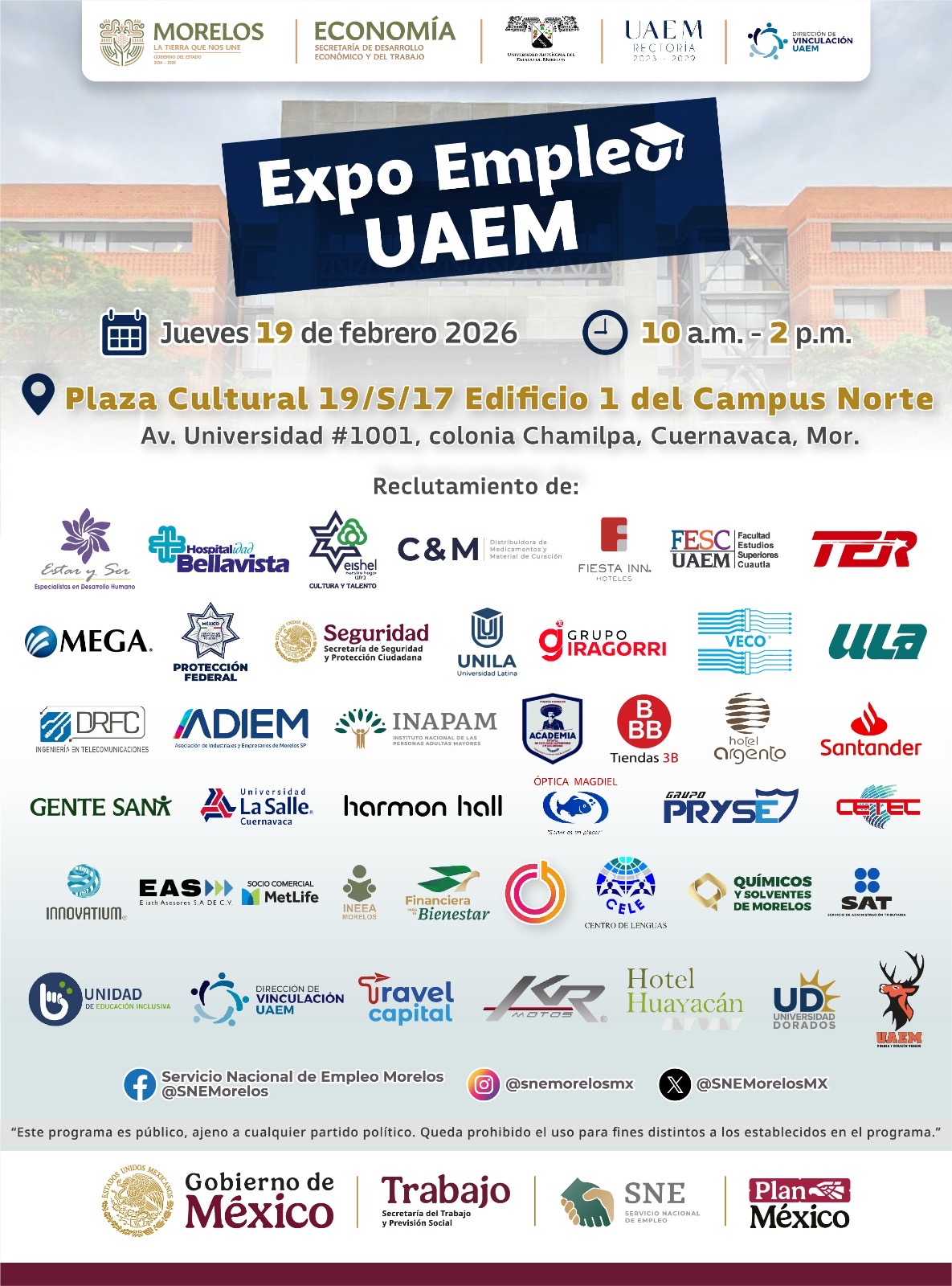 ACERCARÁ GOBIERNO DE MORELOS MÁS DE 500 VACANTES A JÓVENES EN LA UAEM