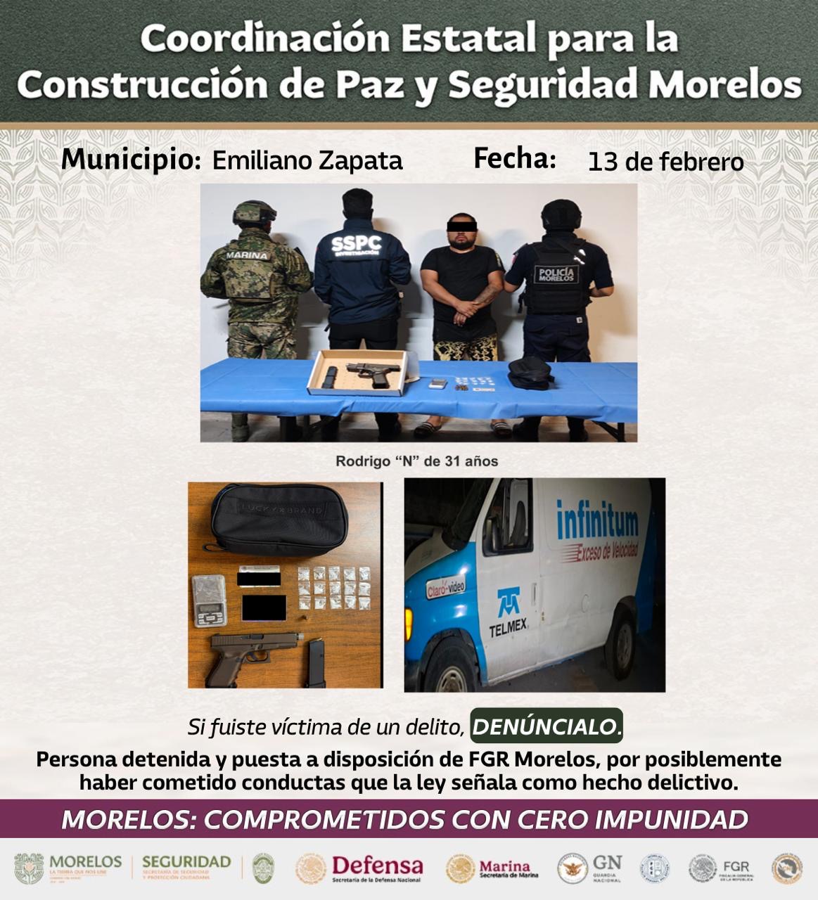 ASEGURAN EN MORELOS A 30 GENERADORES DE VIOLENCIA POR SECUESTRO, EXTORSIÓN, ROBO Y NARCOMENUDEO, ENTRE OTROS DELITOS