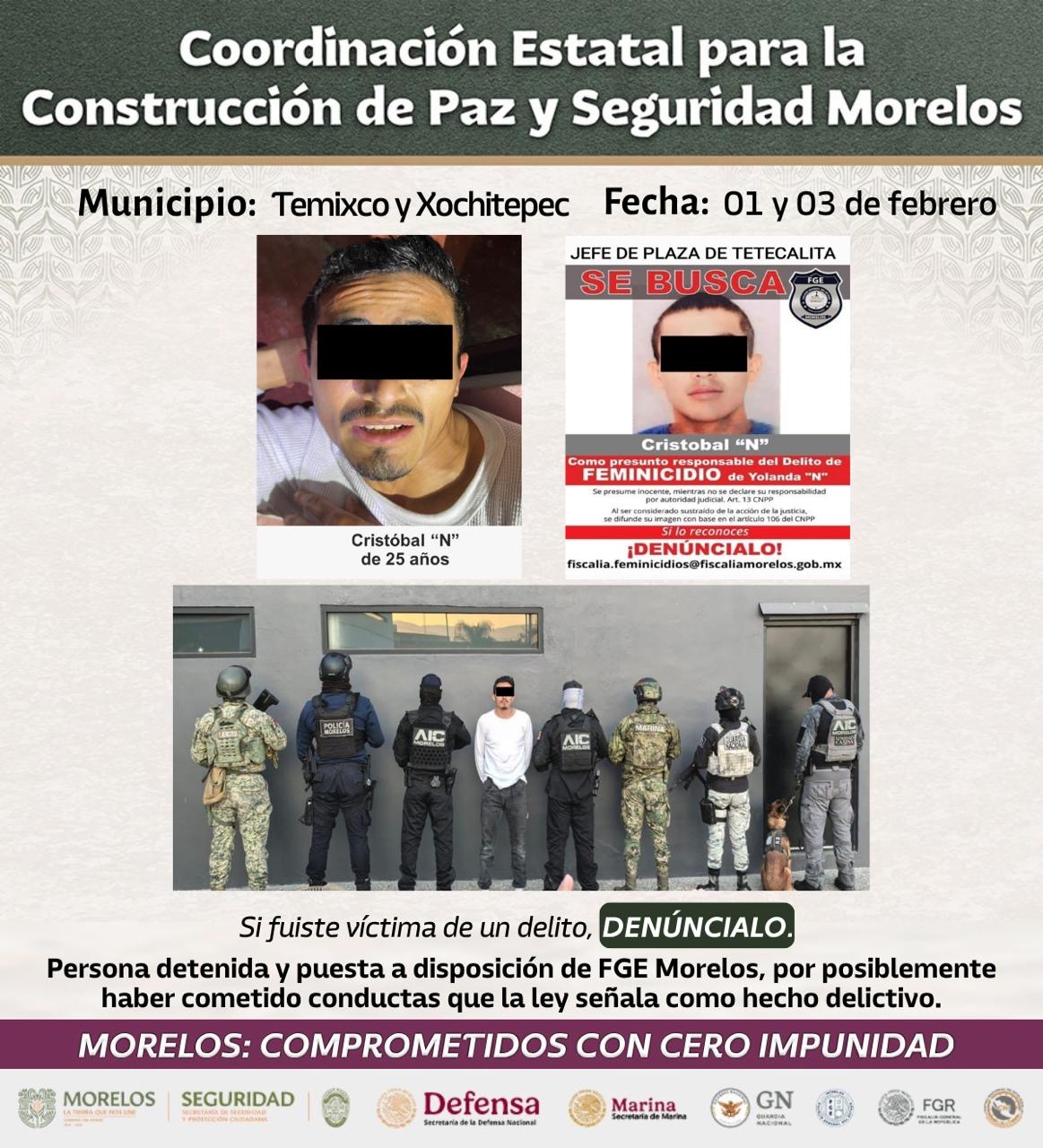 ASEGURAN EN MORELOS A 30 GENERADORES DE VIOLENCIA POR SECUESTRO, EXTORSIÓN, ROBO Y NARCOMENUDEO, ENTRE OTROS DELITOS
