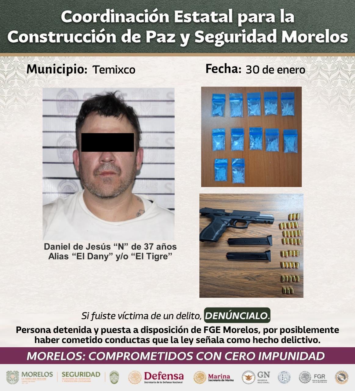 ASEGURAN EN MORELOS A 30 GENERADORES DE VIOLENCIA POR SECUESTRO, EXTORSIÓN, ROBO Y NARCOMENUDEO, ENTRE OTROS DELITOS