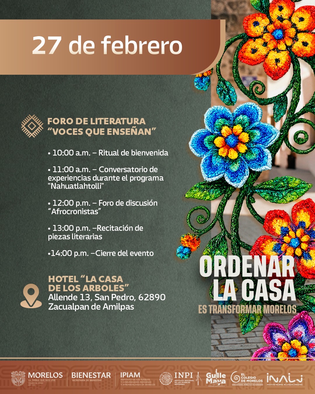 CELEBRARÁ GOBIERNO DE MORELOS EL ENCUENTRO CULTURAL INDÍGENA Y AFROMEXICANO “RAÍCES VIVAS”