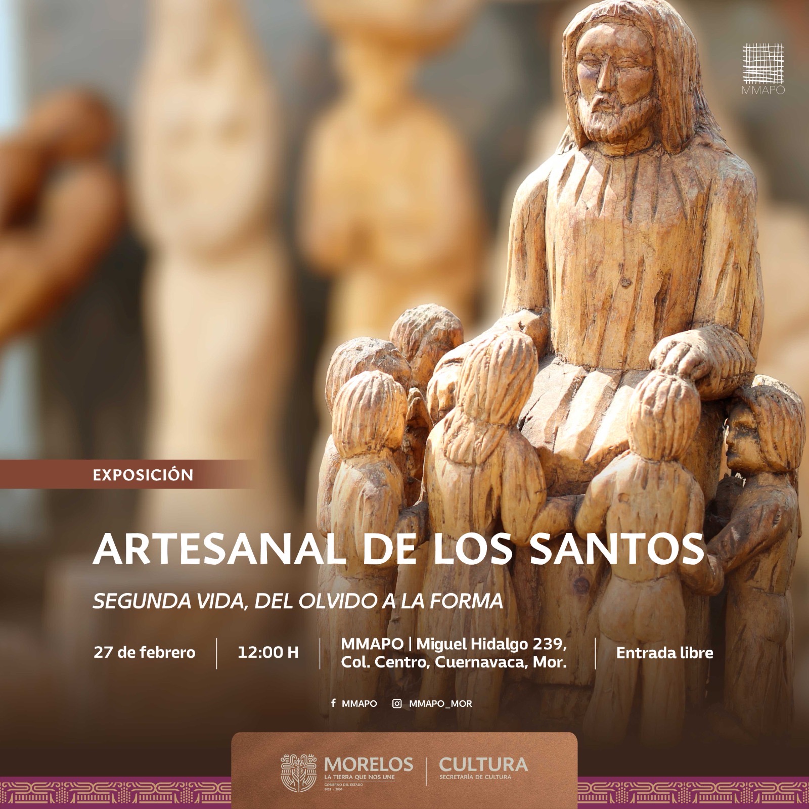 ANUNCIA SECRETARÍA DE CULTURA EXPOSICIÓN “ARTESANAL DE LOS SANTOS. SEGUNDA VIDA, DEL OLVIDO A LA FORMA” EN EL MMAPO