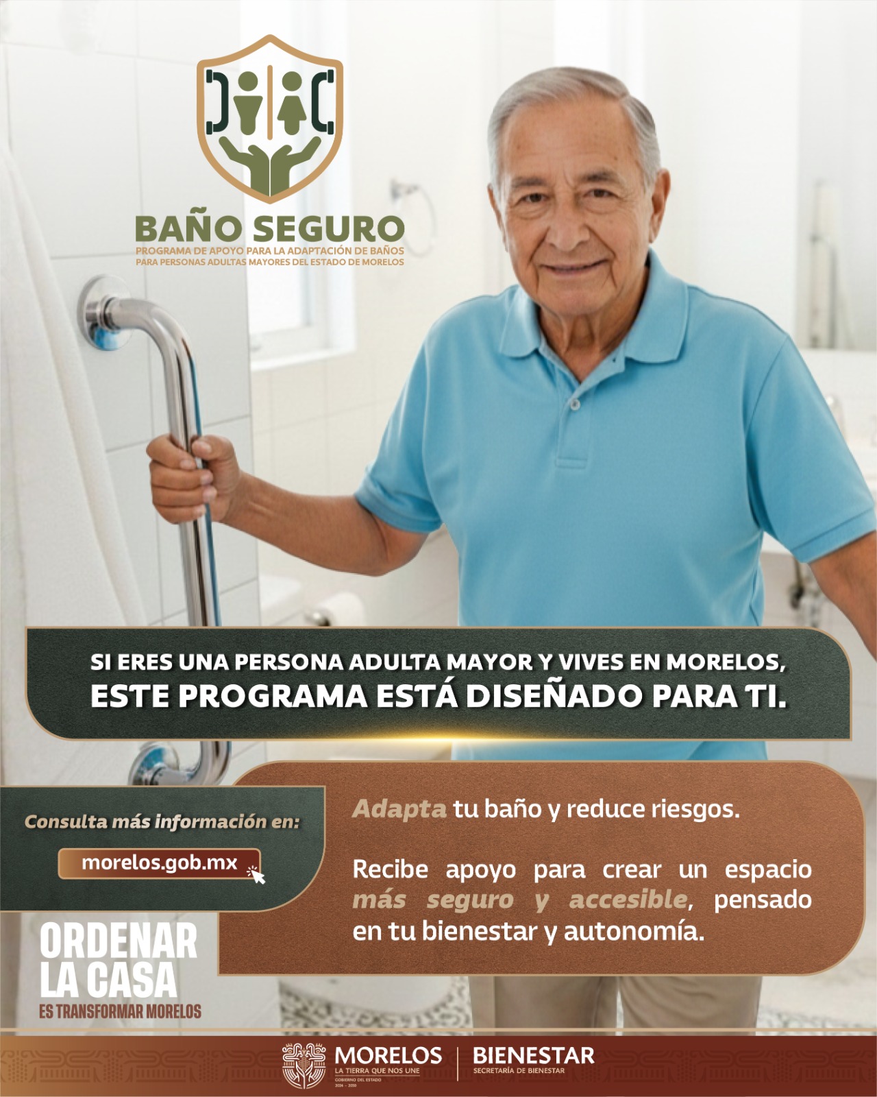 LANZA SECRETARÍA DE BIENESTAR SEGUNDA ETAPA DEL PROGRAMA “BAÑO SEGURO” DIRIGIDO A PERSONAS ADULTAS MAYORES