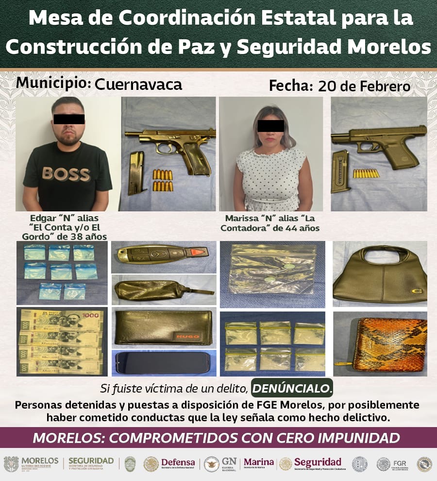 MEDIANTE OPERATIVOS INTERINSTITUCIONALES FUERON ASEGURADOS 28 GENERADORES DE VIOLENCIA EN MORELOS