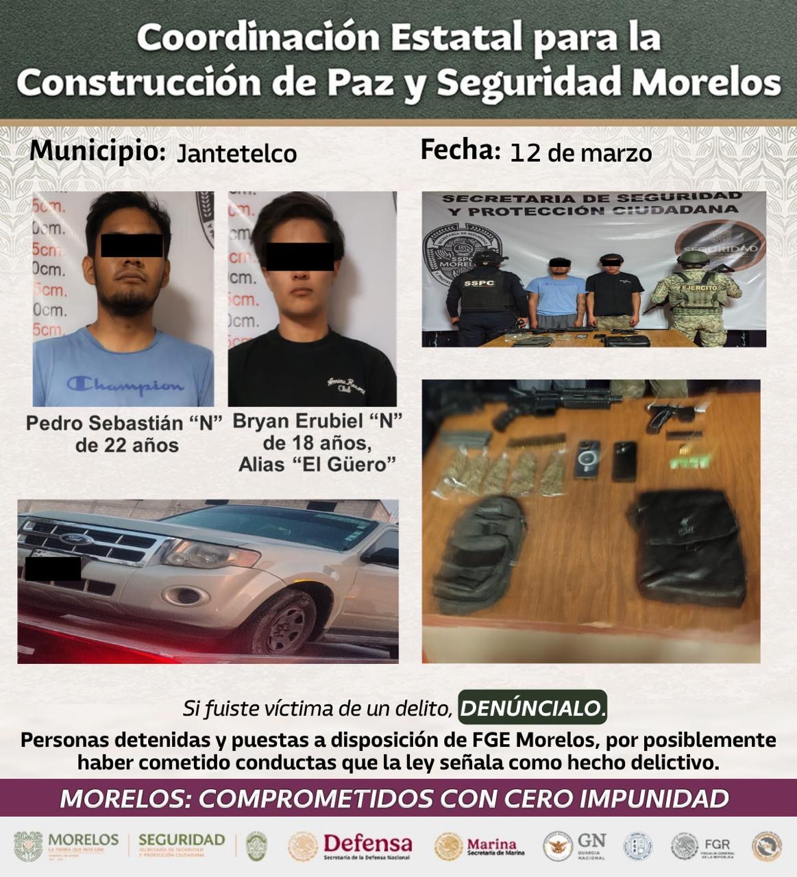 INFORMA SSPC DETENCIÓN DE 20 GENERADORES DE VIOLENCIA EN DIVERSAS ACCIONES DE COMBATE A LA DELINCUENCIA