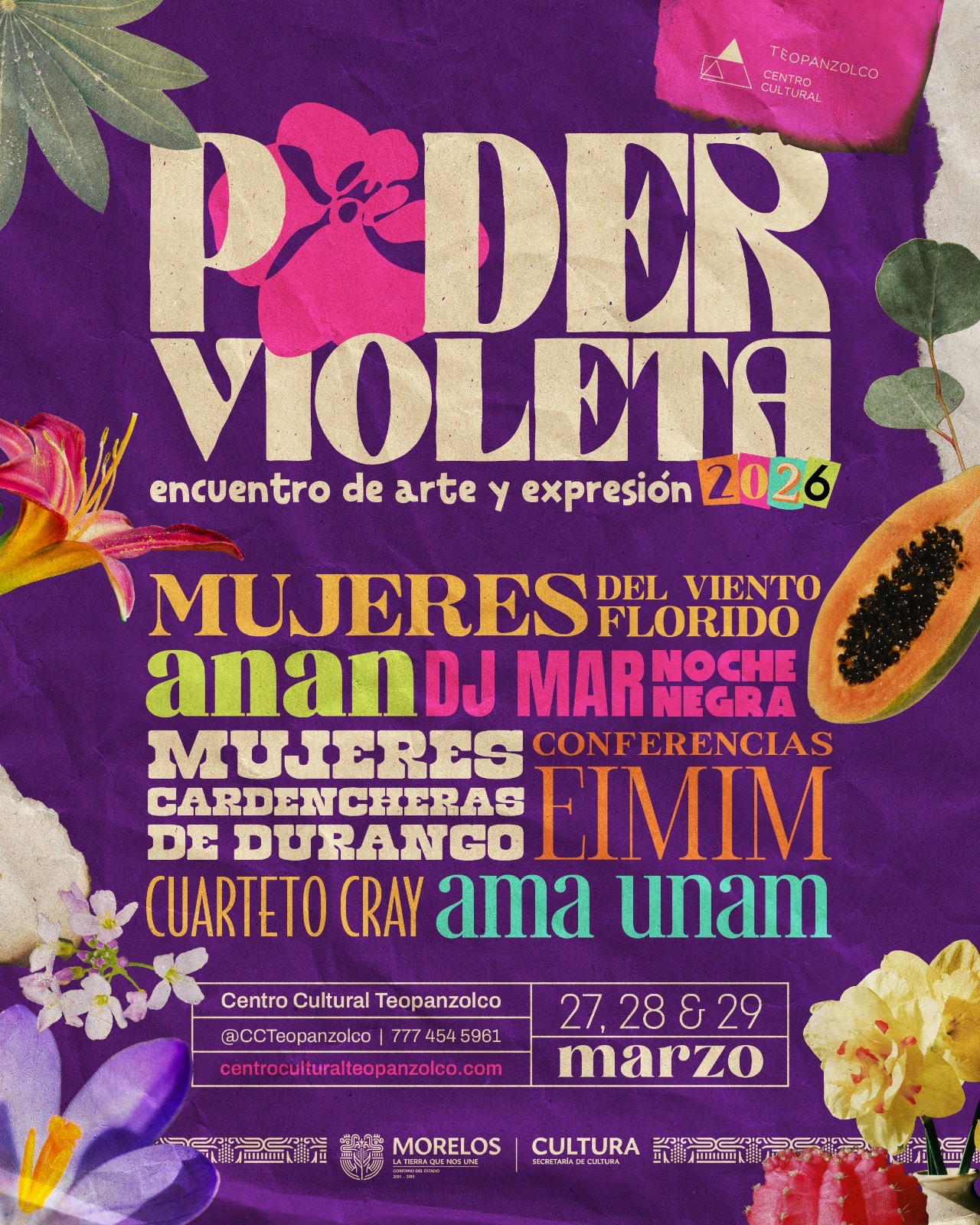 PODER VIOLETA 2026 REÚNE ARTE, MÚSICA Y REFLEXIÓN EN EL CENTRO CULTURAL TEOPANZOLCO