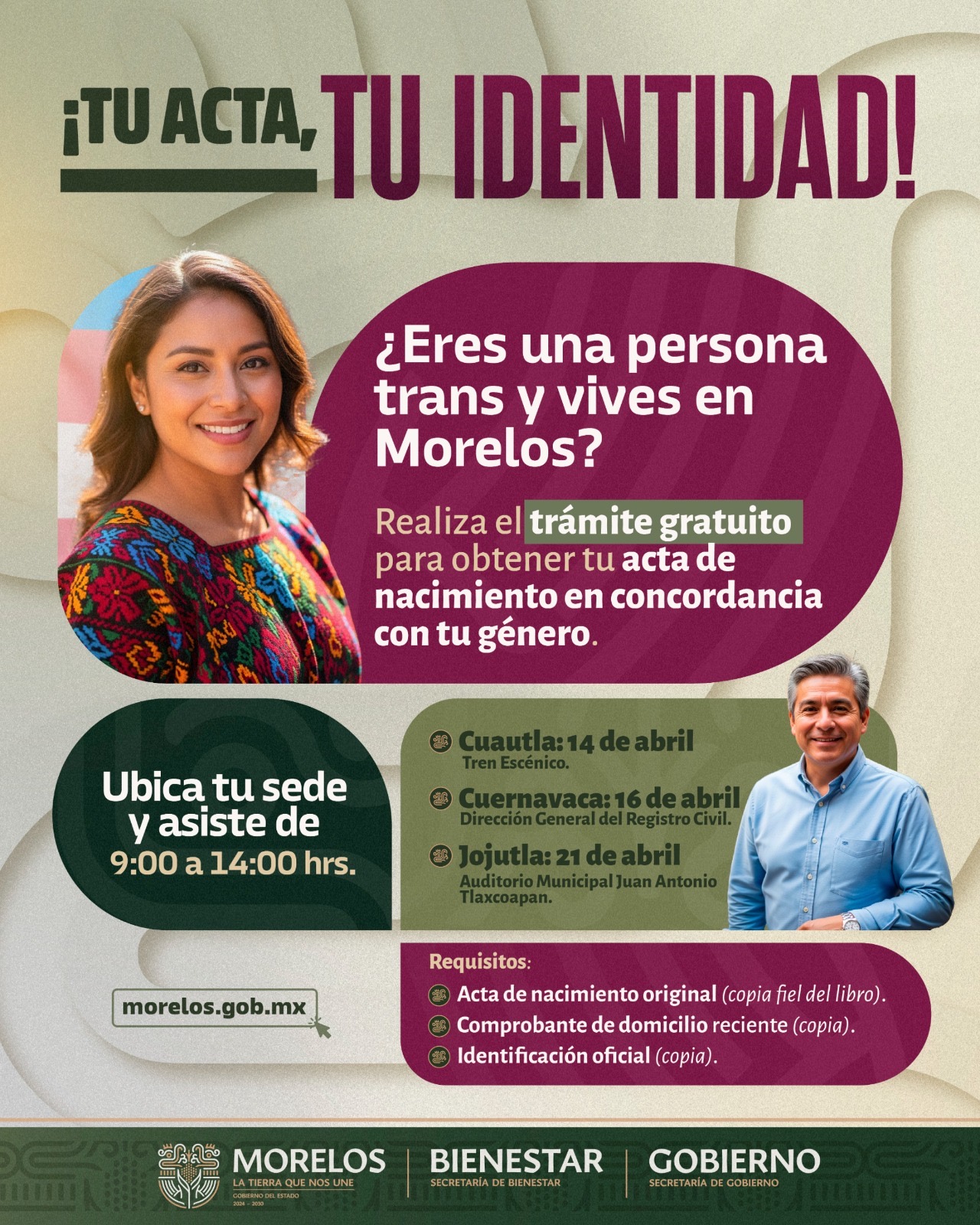 GARANTIZA GOBIERNO DE MORELOS DERECHO A LA IDENTIDAD JURÍDICA DE LAS PERSONAS TRANS