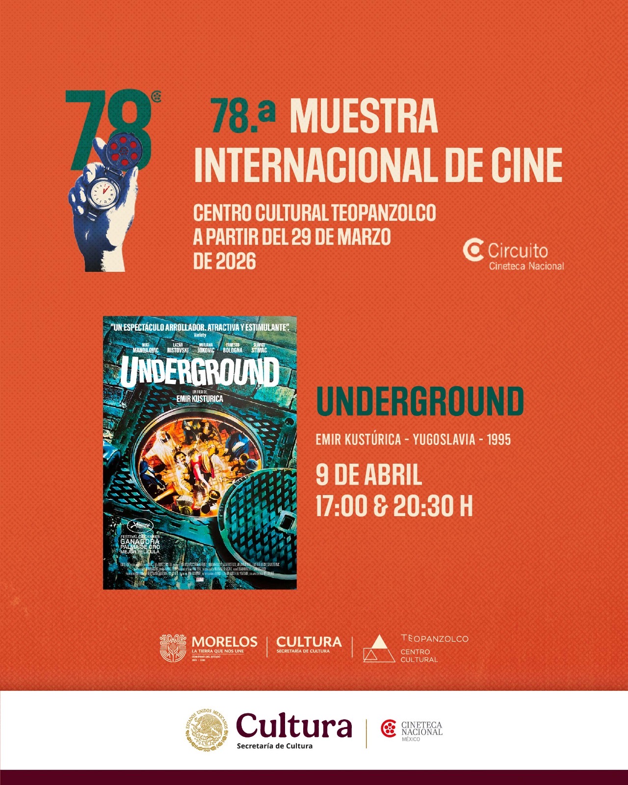 CONCLUYE MUESTRA DE LA CINETECA NACIONAL EN EL CENTRO CULTURAL TEOPANZOLCO