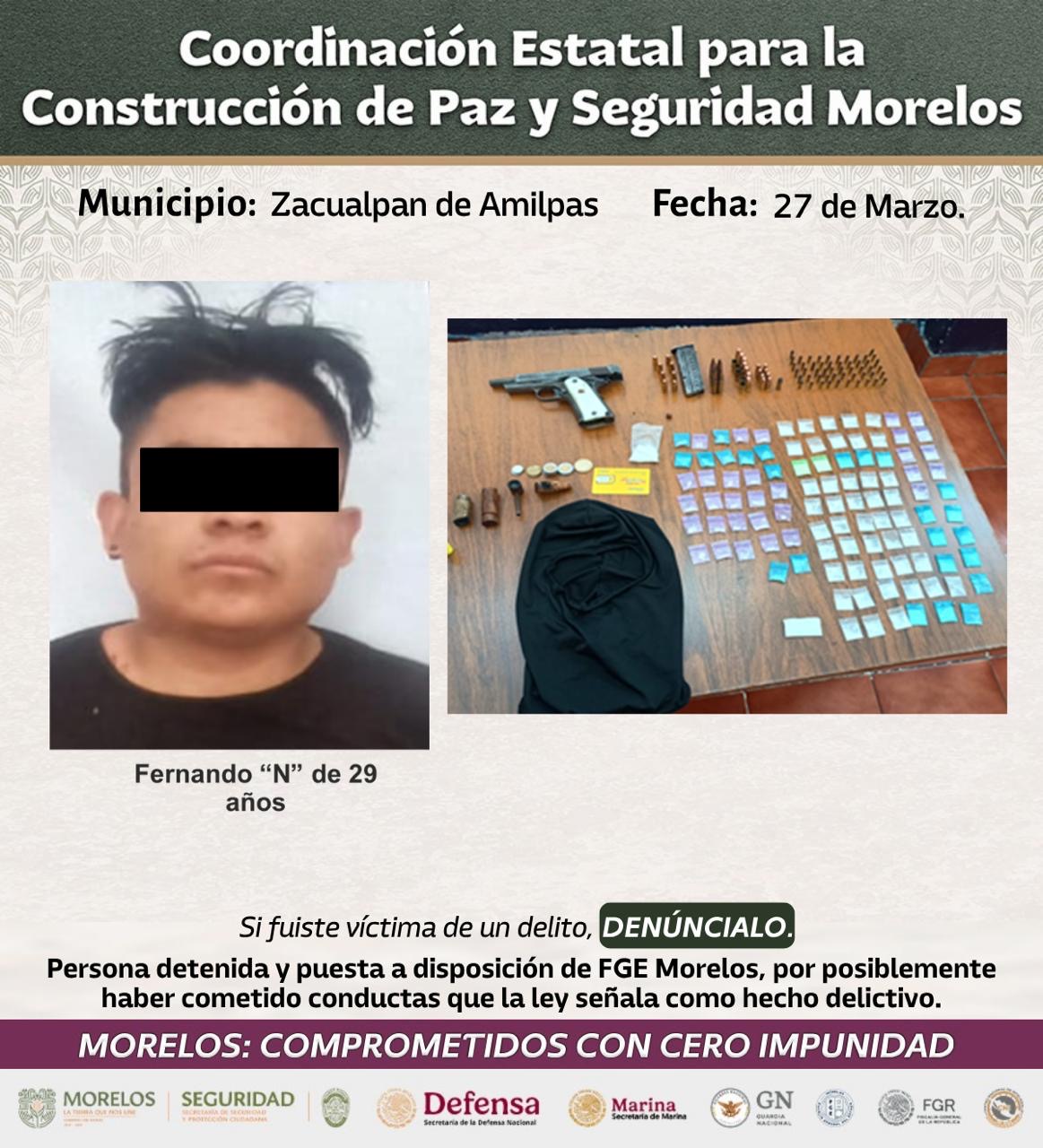 ASEGURAN AUTORIDADES DE LA MESA DE CONSTRUCCIÓN DE PAZ Y SEGURIDAD A 31 PERSONAS, UNA LANZA GRANADAS, 8 ARMAS LARGAS Y 11 ARMAS CORTAS