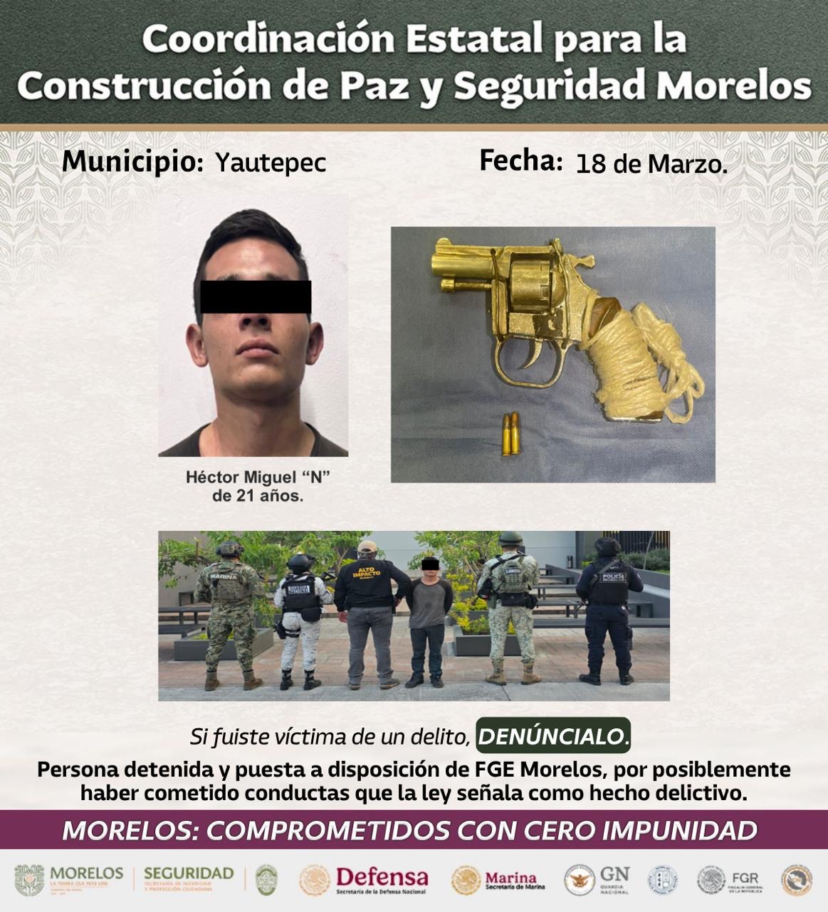 ASEGURAN AUTORIDADES DE LA MESA DE CONSTRUCCIÓN DE PAZ Y SEGURIDAD A 31 PERSONAS, UNA LANZA GRANADAS, 8 ARMAS LARGAS Y 11 ARMAS CORTAS