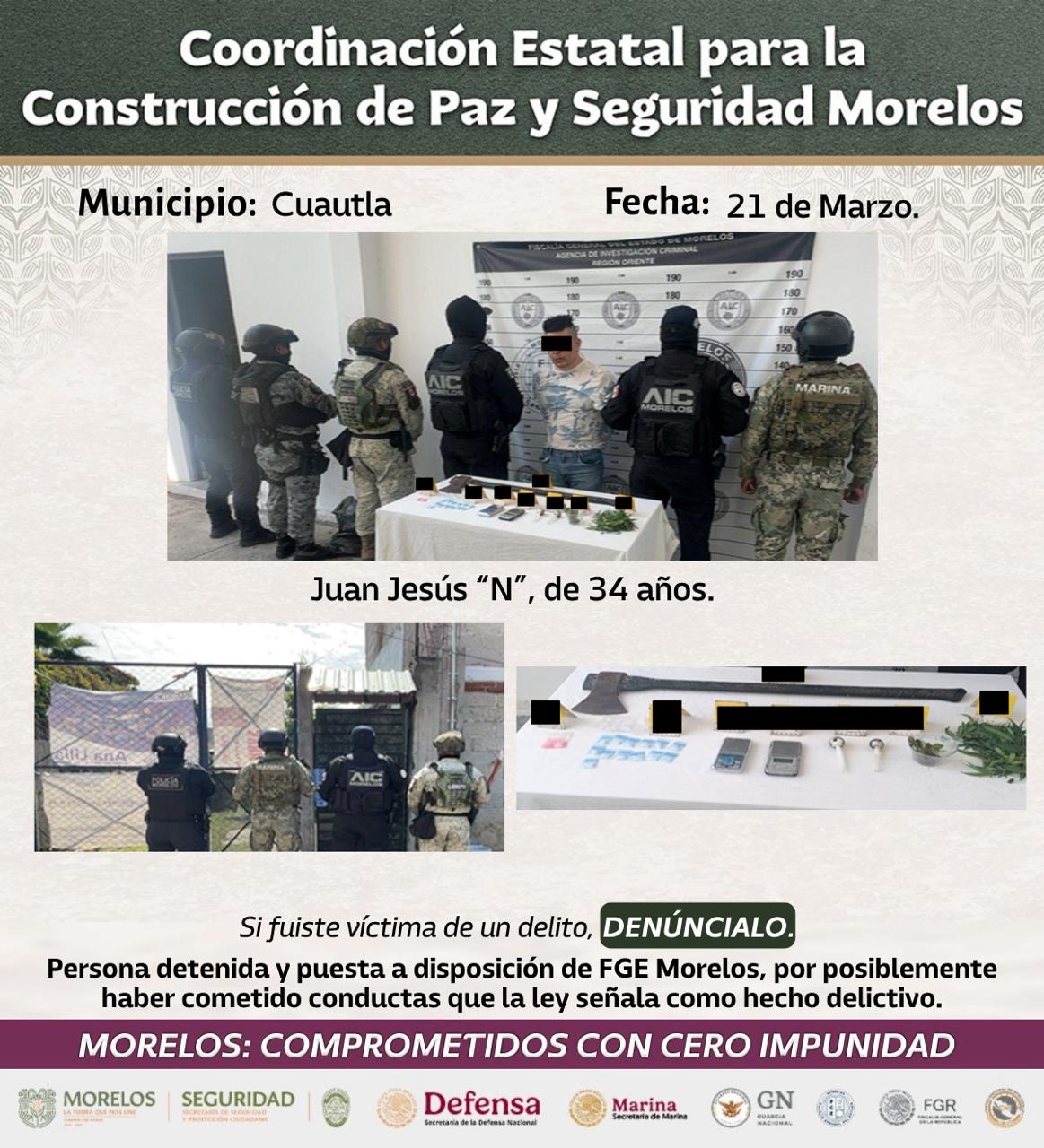 ASEGURAN AUTORIDADES DE LA MESA DE CONSTRUCCIÓN DE PAZ Y SEGURIDAD A 31 PERSONAS, UNA LANZA GRANADAS, 8 ARMAS LARGAS Y 11 ARMAS CORTAS