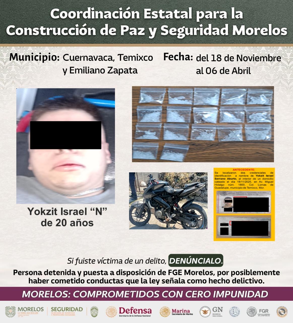 ASEGURAN AUTORIDADES DE LA MESA DE CONSTRUCCIÓN DE PAZ Y SEGURIDAD A 31 PERSONAS, UNA LANZA GRANADAS, 8 ARMAS LARGAS Y 11 ARMAS CORTAS