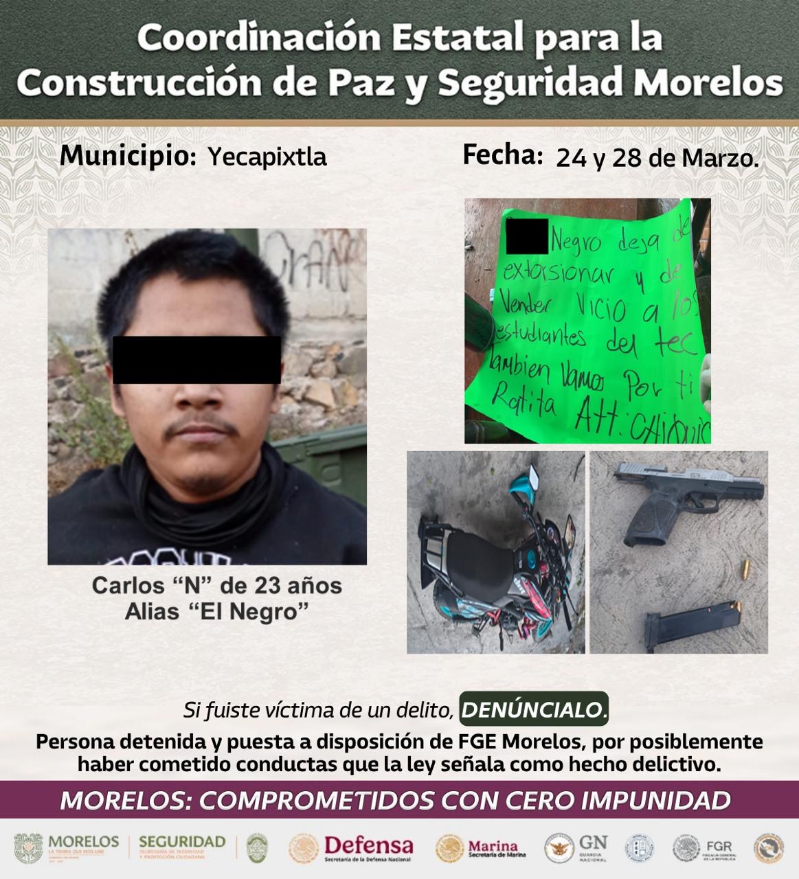 ASEGURAN AUTORIDADES DE LA MESA DE CONSTRUCCIÓN DE PAZ Y SEGURIDAD A 31 PERSONAS, UNA LANZA GRANADAS, 8 ARMAS LARGAS Y 11 ARMAS CORTAS