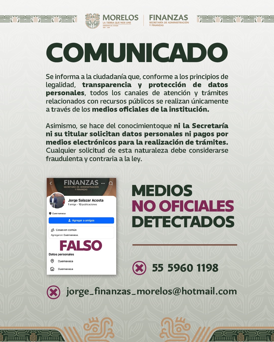 COMUNICADO DE PRENSA DE ADMINISTRACIÓN Y FINANZAS