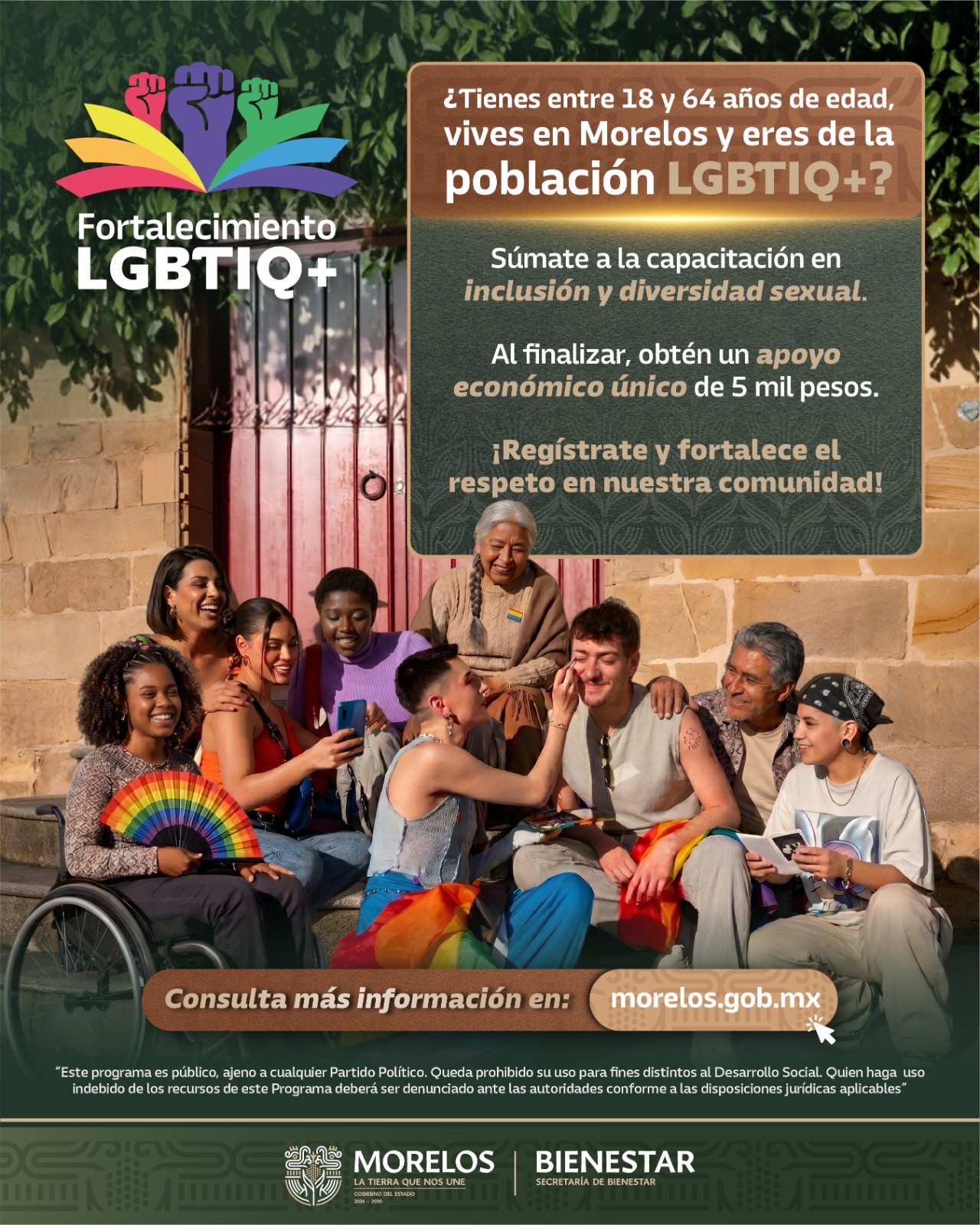 LANZA GOBIERNO DE MORELOS PROGRAMA “FORTALECIMIENTO LGBTIQ+”