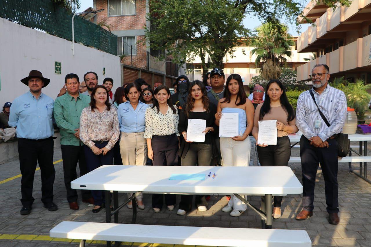 Acuerdan regreso presencial tras entrega estudiantil de las instalaciones de la Facultad de Nutrición de la UAEM