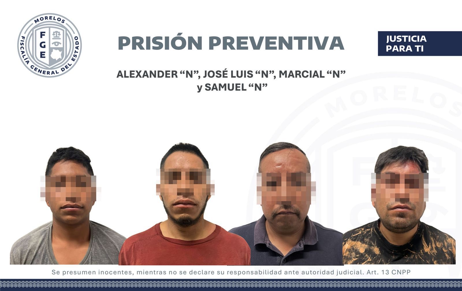 PRISIÓN PREVENTIVA CONTRA CUATRO DETENIDOS POR SECUESTRO AGRAVADO EN OCUITUCO