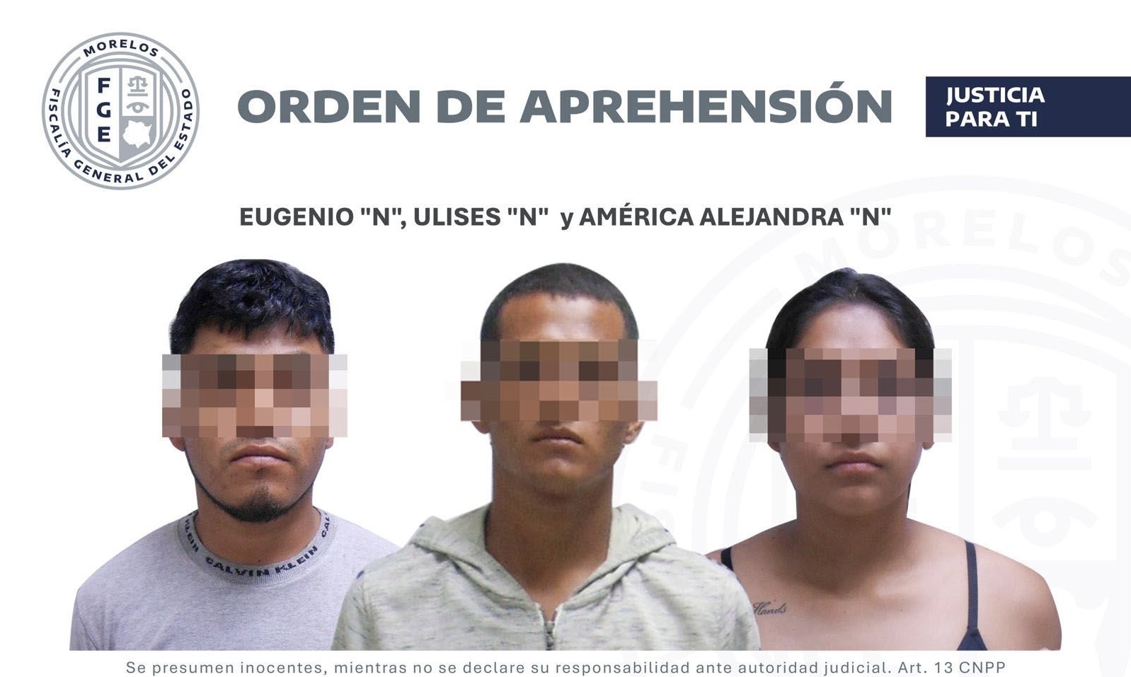 SE CUMPLIMENTAN ÓRDENES DE APREHENSIÓN CONTRA TRES PERSONAS POR SU PROBABLE RESPONSABILIDAD EN HECHOS DELICTIVOS EN YAUTEPEC