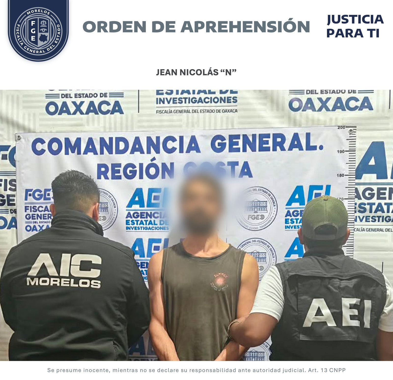 ES TRASLADADO A MORELOS MASCULINO BUSCADO POR SUSTRACCIÓN DE INFANTE EN TEPOZTLÁN