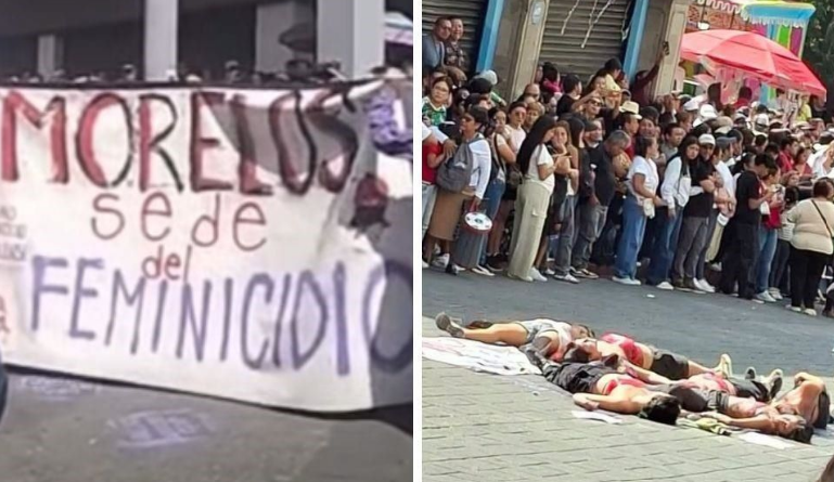Jóvenes se manifiestan durante desfile en Cuernavaca para exigir justicia por Claudia Tacoronte Aguilera