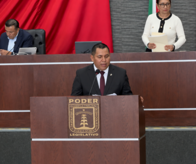 Diputado ante el podio legislativo