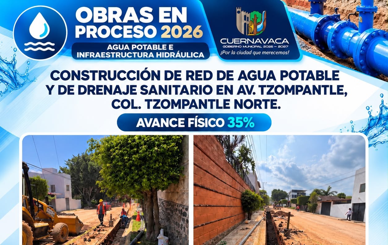 Cuernavaca amplía redes de agua potable y drenaje en tres zonas de la ciudad