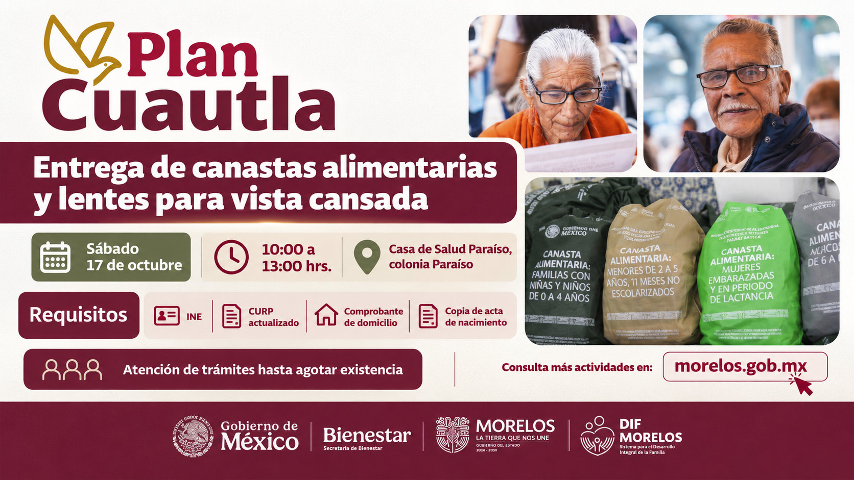 Plan Cuautla llevará alimentos y lentes gratuitos a familias de la colonia Paraíso