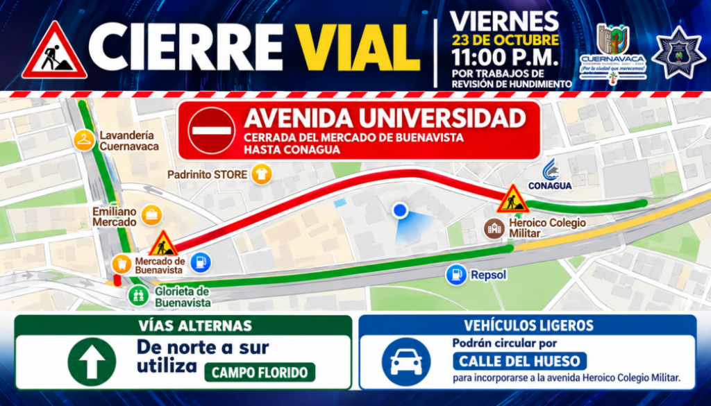 Cierre vial en Avenida Universidad