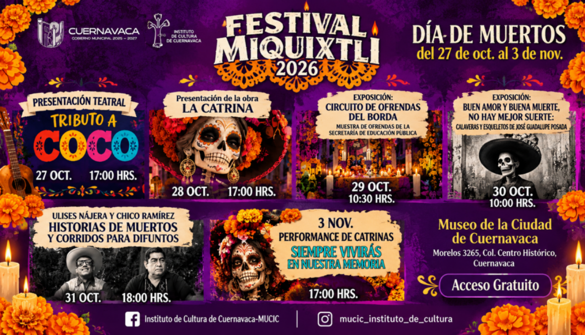 MuCiC celebra Día de Muertos con teatro, música, ofrendas y catrinas del 27 de octubre al 3 de noviembre
