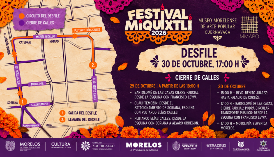 Mapa y programa del Festival Miquixtli 2026