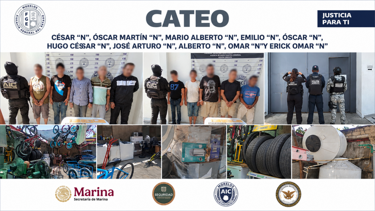 Cateo en Cuautla deja 10 detenidos y el aseguramiento de presunta droga y numerosos electrodomésticos