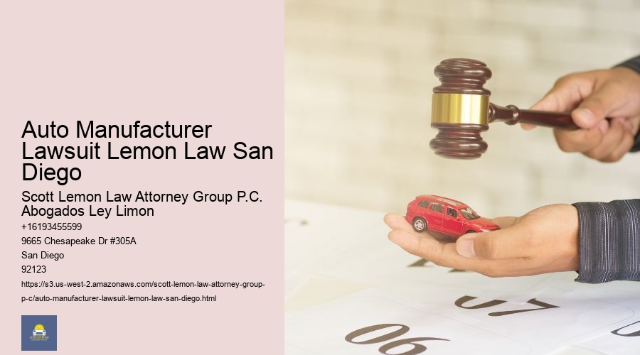 Auto Manufacturer Lawsuit Lemon Law San Diego