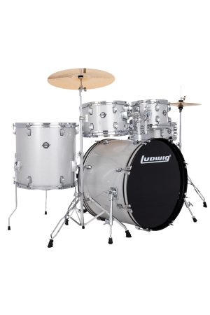 Ludwig Accent 5-piece Complete Drum Set 22" Bass Drum Silver Sparkle