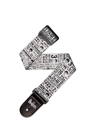D'Addario Beatles 1964 US Tour Ticket Stubs Guitar Strap - Black and White