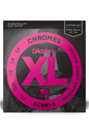D'Addario ECB81-5 Chromes Flat Wound Long Scale 45-132 5-String*