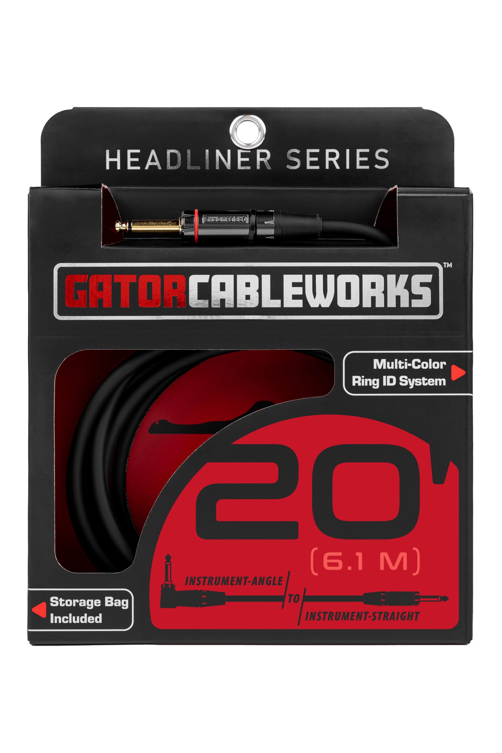 Gator Cableworks Headliner Series 20' Instrument Cable Straight - Right