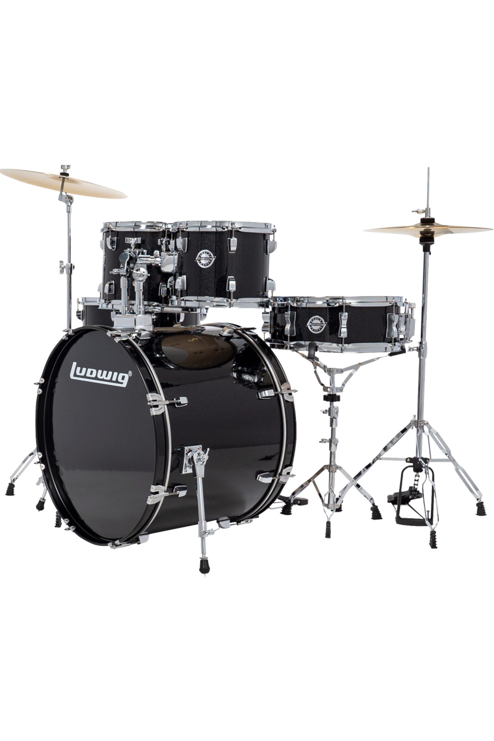 Ludwig Accent 5-piece Complete Drum Set 22" Bass Drum Black Sparkle - Image 2