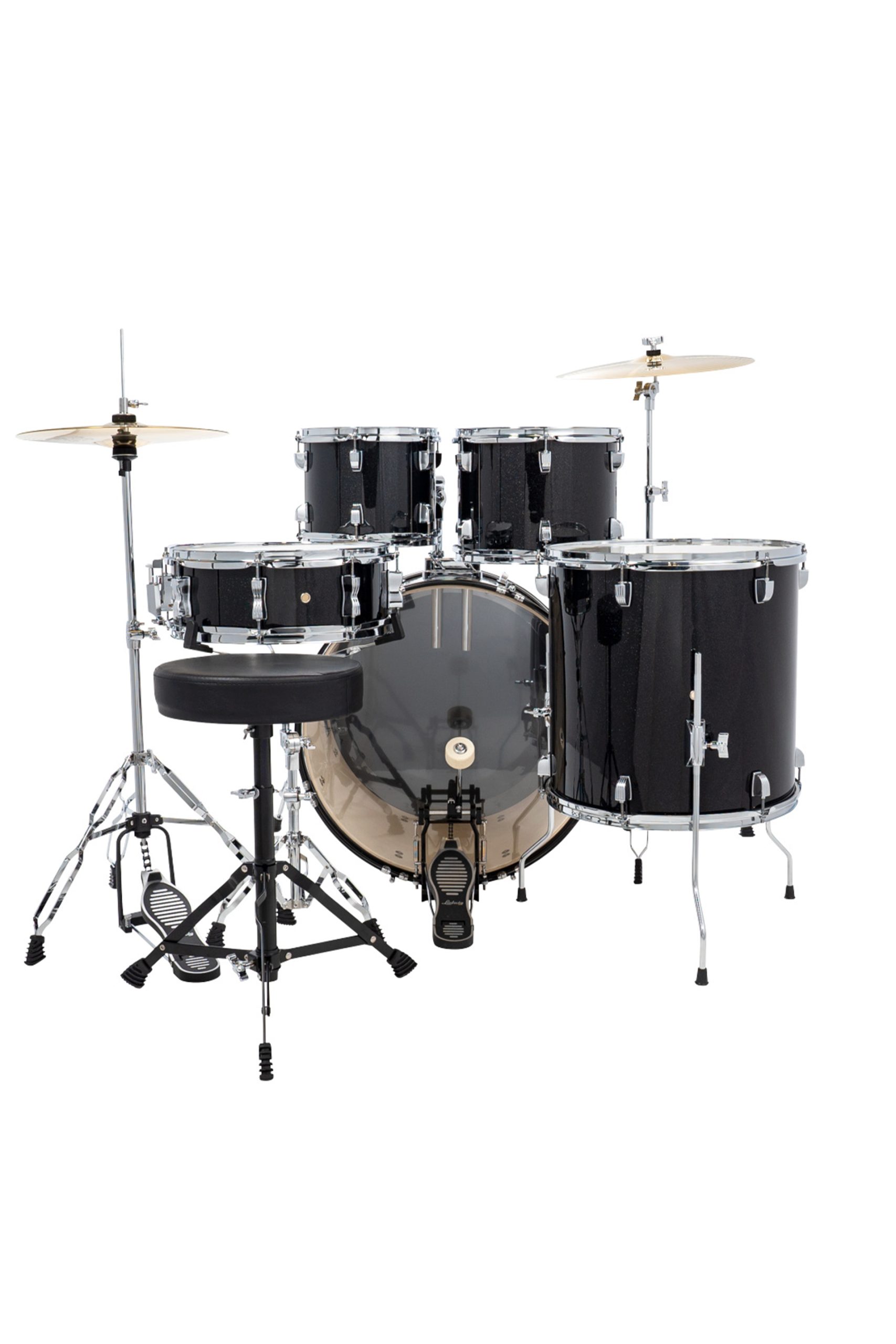 Ludwig Accent 5-piece Complete Drum Set 22" Bass Drum Black Sparkle - Image 4